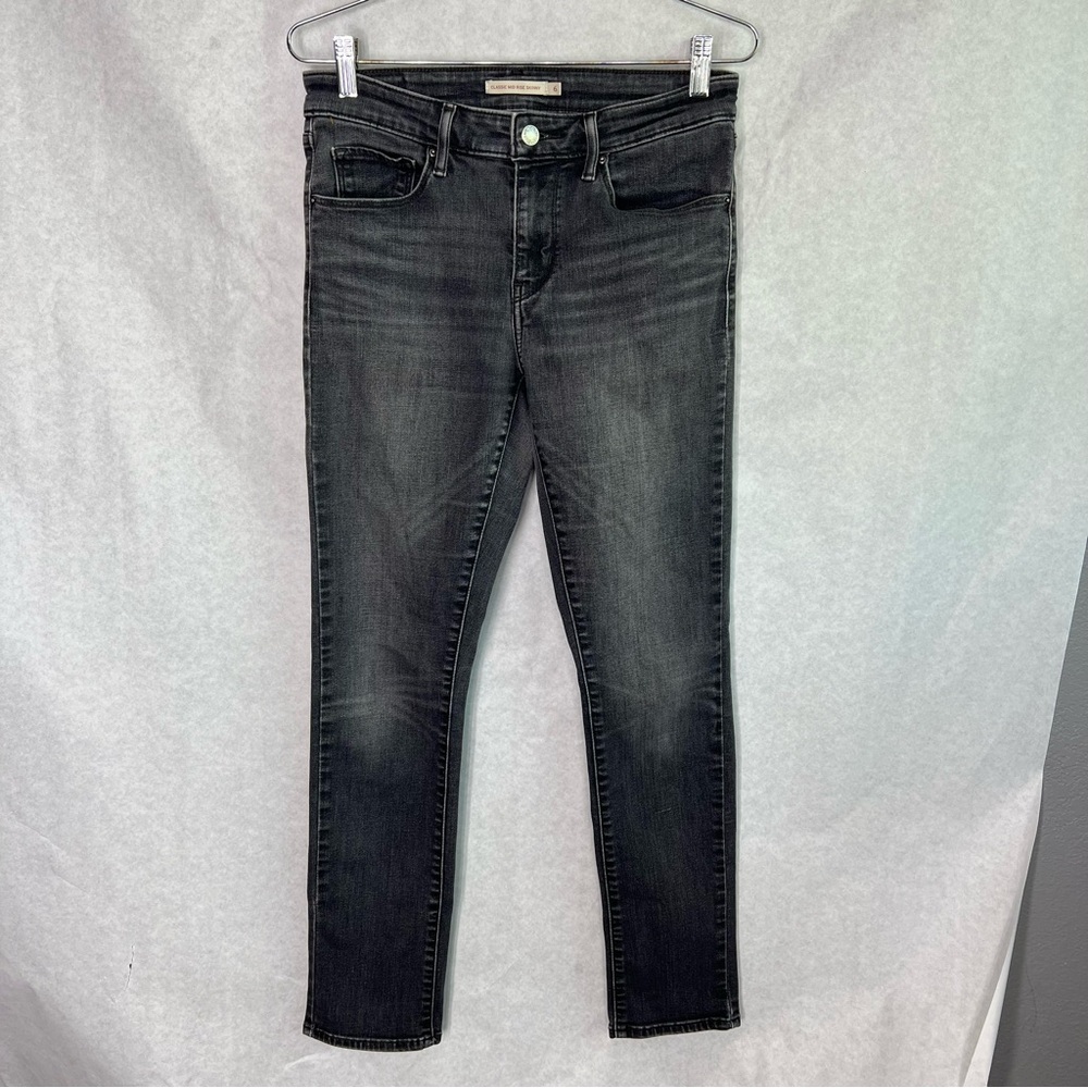 Levis classic mid rise skinny black grey jeans size 6